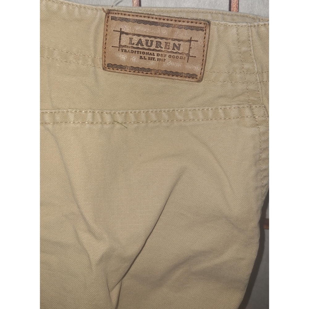 Lauren Ralph Lauren | Button Down Pocketed Cotton Tan A-Line Skirt - Picture 6 of 16